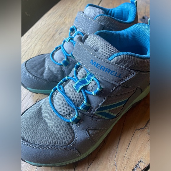 Merrell Kids Boots Velcro Closure Size 4M Blue Grey - Picture 2 of 11